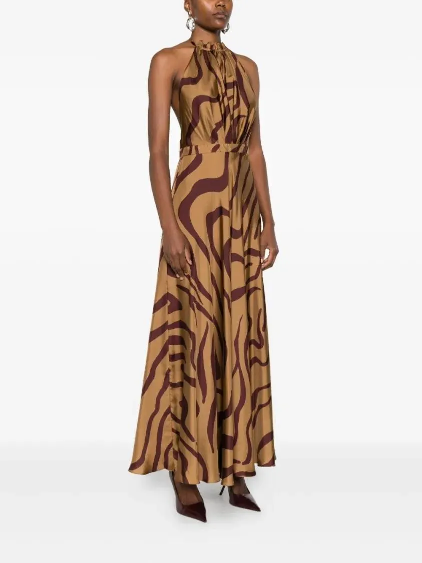 RAQUEL DINIZ - Flowing Silk Maxi Dress - Größe 42 - braun – Bild 3