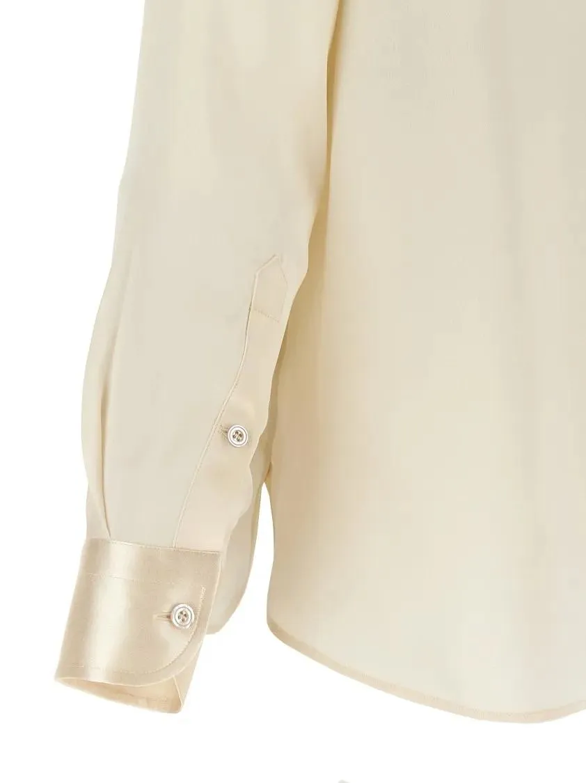 Tom Ford - Pleated Plastron Shirt - Größe 44 - beige – Bild 2