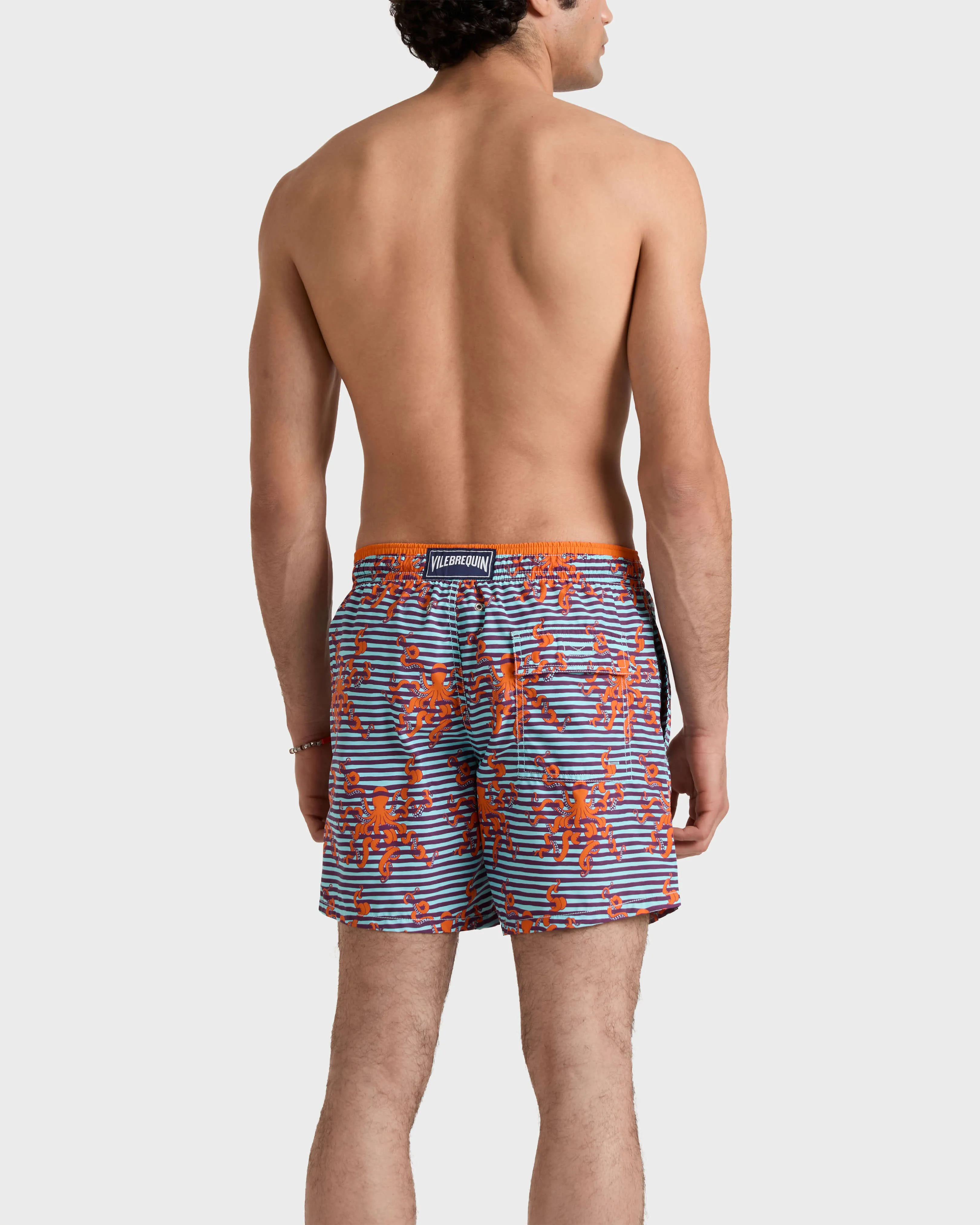 Vilebrequin - Zweifarbige Octopus Badeshorts Mit Streifen Für Herren - Bademode - Moka - Blau - Größe M – Bild 4