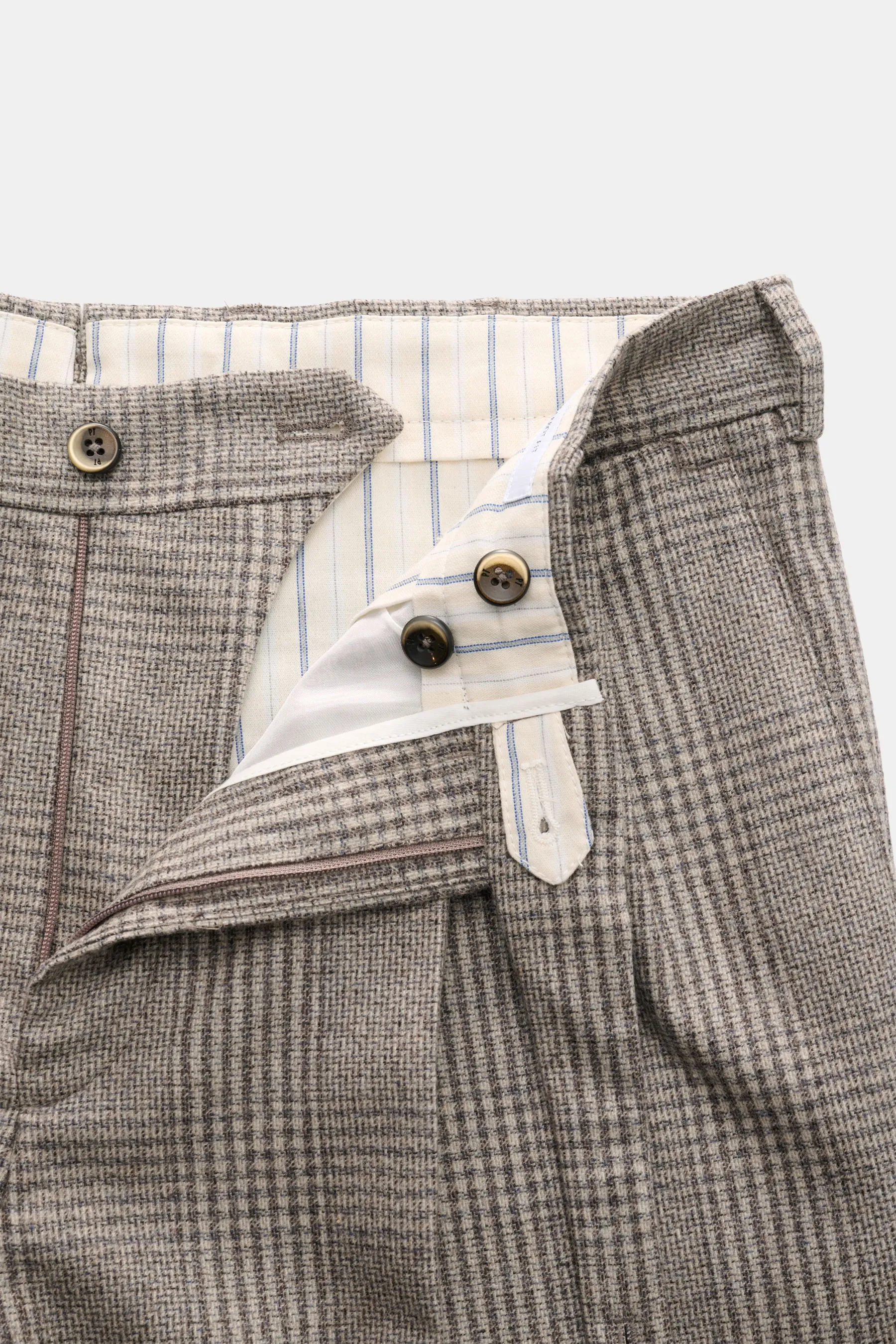 PT Torino - Herren - Wollhose 'Carrot Fit' grau/creme/navy kariert – Bild 4