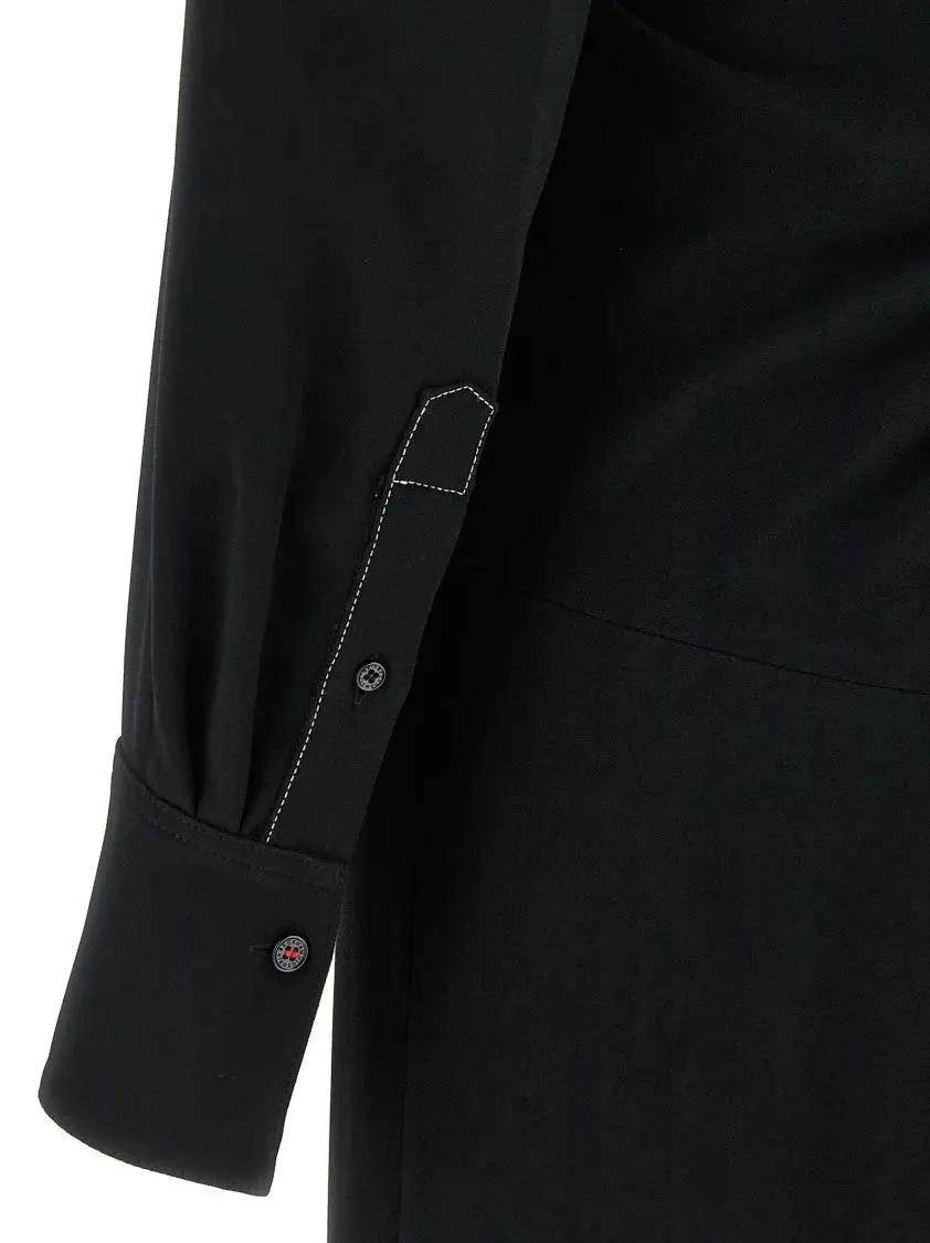 Victoria Beckham - Long Sleeve Polo Collar Midi' Dress - Größe 42 - schwarz – Bild 3