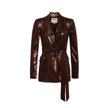 L%27AGENCE - Sequined Blazer With Belted Waist And Tailored Fit - Größe S - braun L%27AGENCE - Sequined Blazer With Belted Waist And Tailored Fit - Größe S - braun