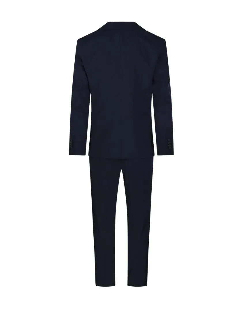 SANTANIELLO - Tailored Black Suit With Notch Lapels And Two-Butt - Größe 54 - blau – Bild 4