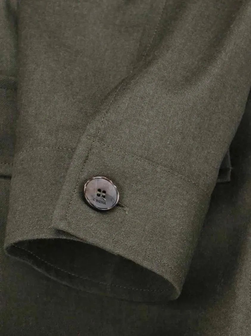 Cruna - Structured Wool Shirt Jacket With Classic Collar A - Größe 54 - grün – Bild 3