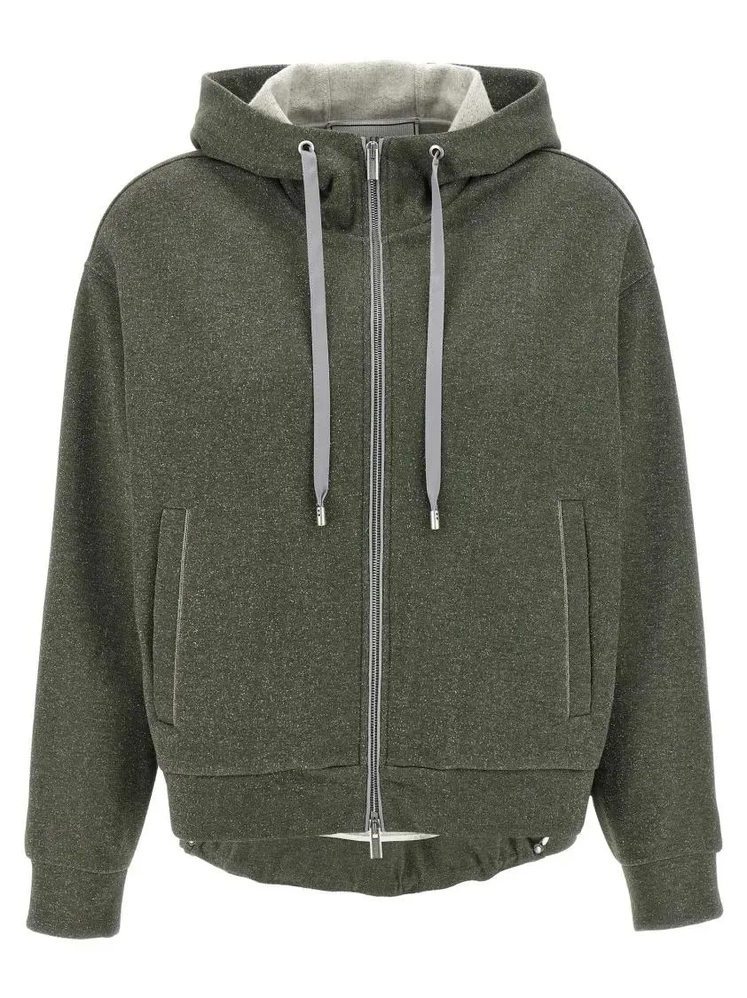 Peserico - Lurex Cotton Fleece Hoodie - Größe 46 - grün Peserico - Lurex Cotton Fleece Hoodie - Größe 46 - grün