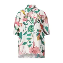 Lavi - Oversized Satinbluse Mida mit Muster - Größe L - creme Lavi - Oversized Satinbluse Mida mit Muster - Größe L - creme