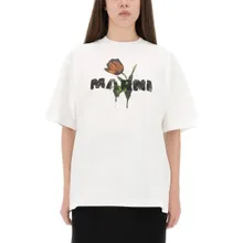 Marni - White Cotton T-Shirt With Tulip Print - Größe 42 - weiß Marni - White Cotton T-Shirt With Tulip Print - Größe 42 - weiß