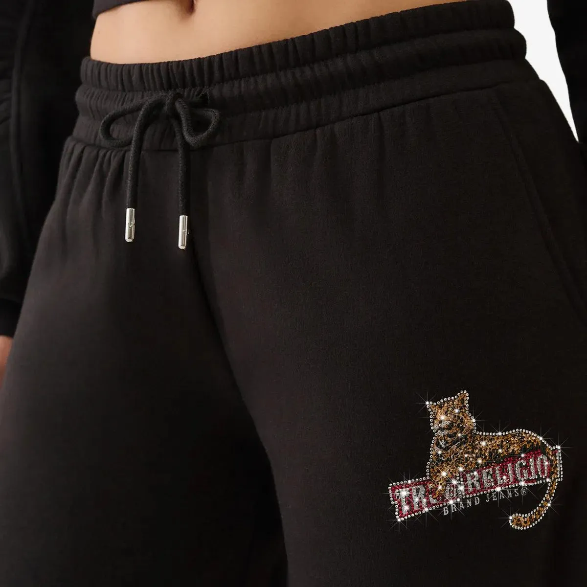 True Religion - Sweatpant LEOPARD CRYSTAL BAGGY - Größe 3XL - schwarz – Bild 3