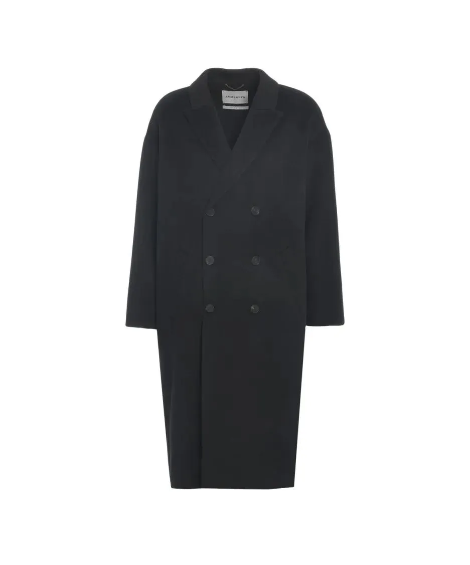Amaranto - Oversized Double-Breasted Wool-Cashmere Blend Coat - Größe 48 - schwarz Amaranto - Oversized Double-Breasted Wool-Cashmere Blend Coat - Größe 48 - schwarz
