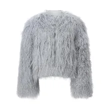 HALFBOY - Jacke Mongolia aus Lammfell - Größe S - blau HALFBOY - Jacke Mongolia aus Lammfell - Größe S - blau