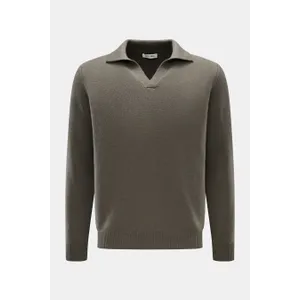 Soft Goat - Herren - Cashmere Strickpolo graugrün Soft Goat - Herren - Cashmere Strickpolo graugrün