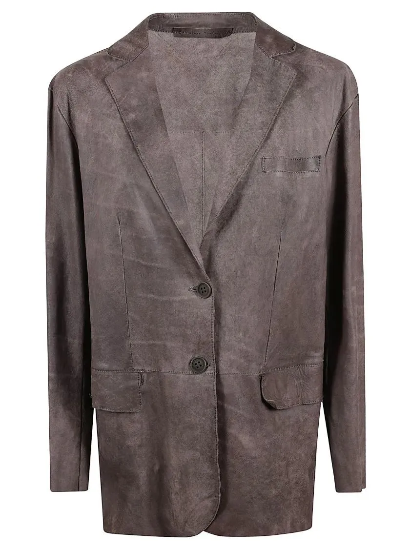 Salvatore Santoro - Brown Leather Jacket With Notched Lapel - Größe 46 - braun Salvatore Santoro - Brown Leather Jacket With Notched Lapel - Größe 46 - braun
