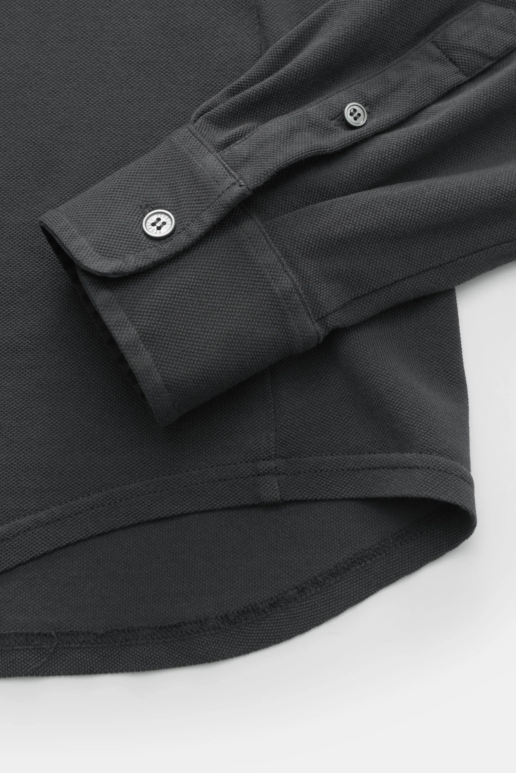 Fedeli - Herren - Piqué-Hemd 'Steve' schmaler Kragen dunkelgrau – Bild 3