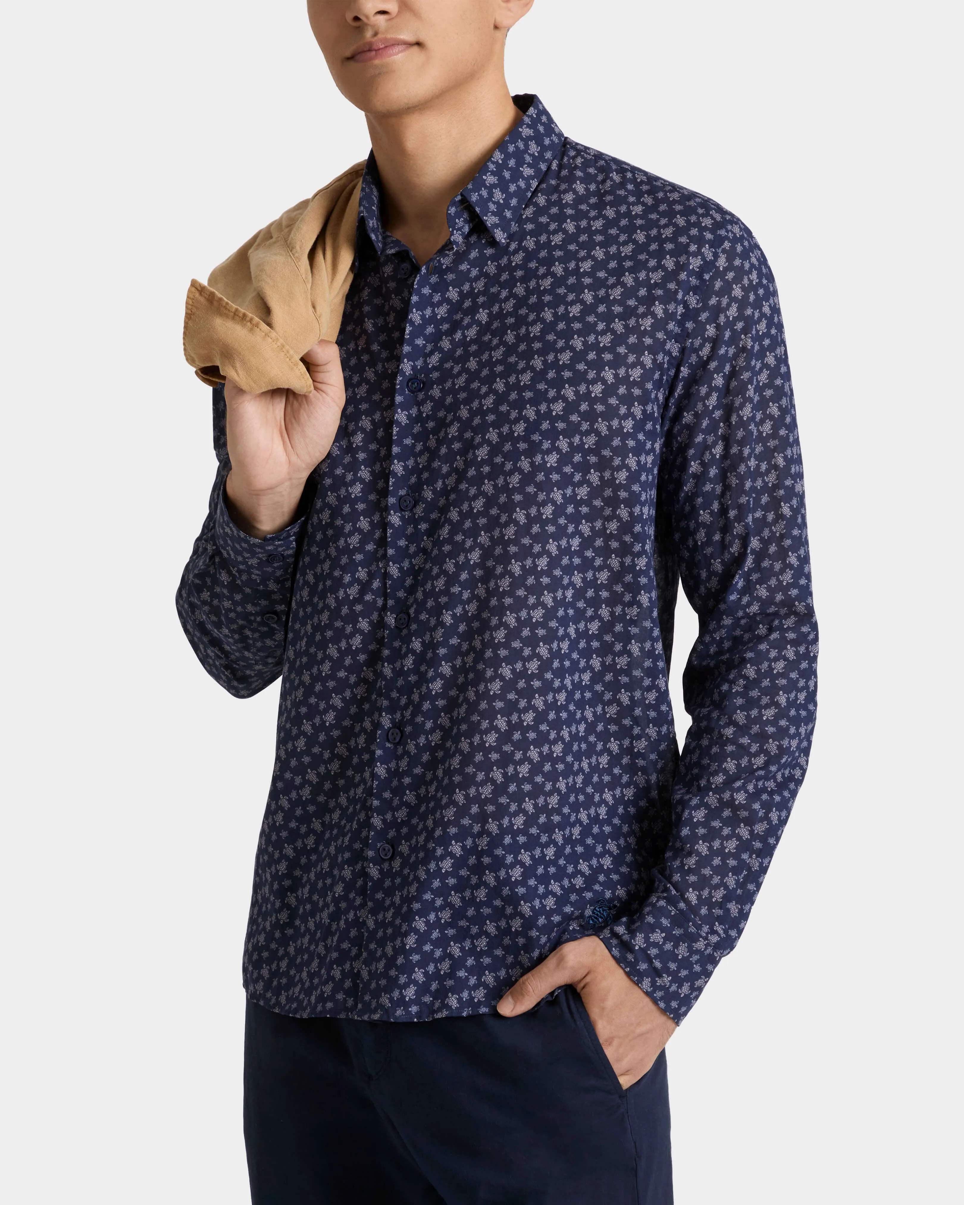 Vilebrequin - Men Cotton Voile Shirt Micro Ronde Des Tortues - Hemd - Caracal - Violett - Größe XXL – Bild 3