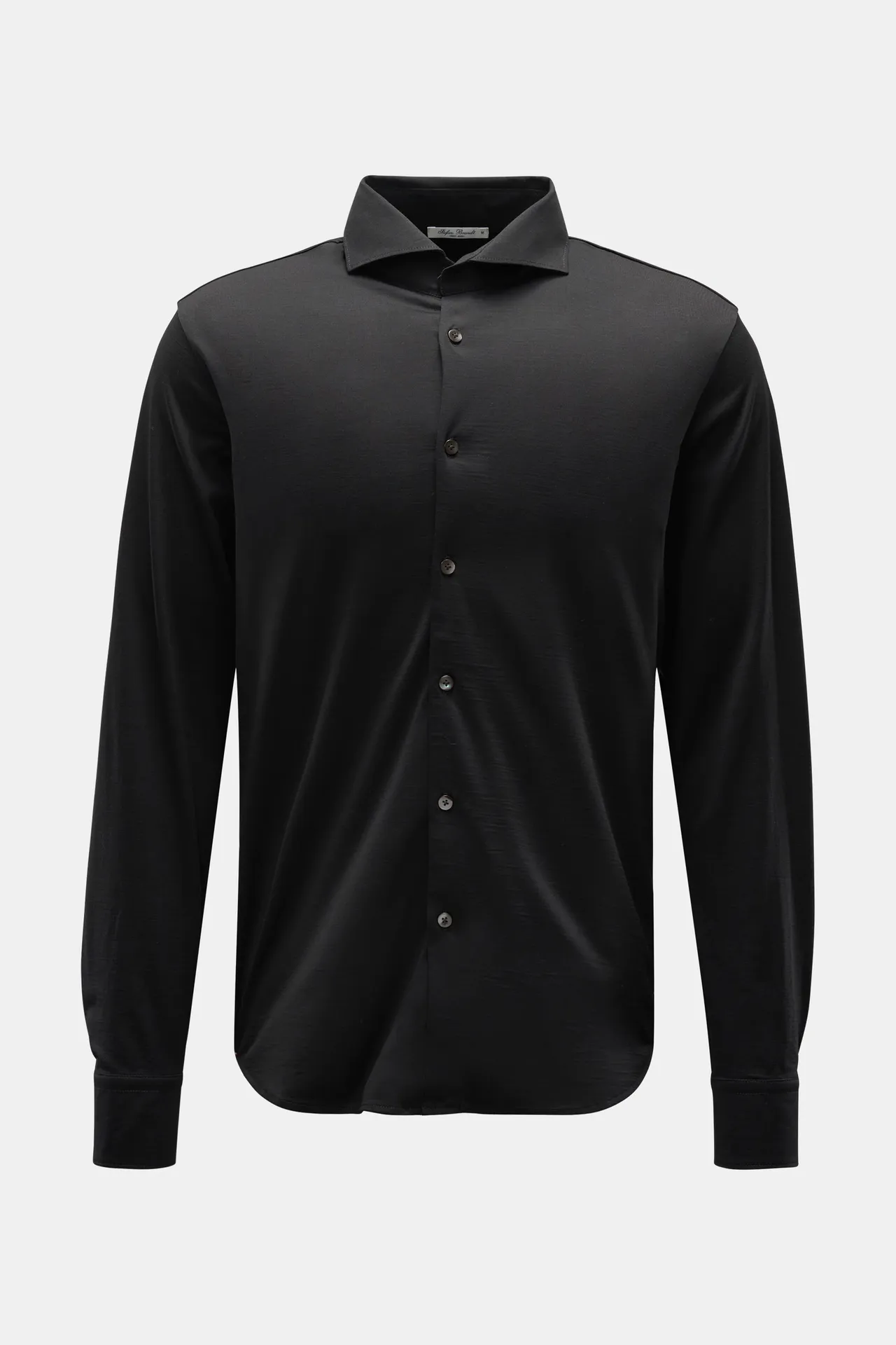 Stefan Brandt - Herren - Jersey-Hemd %27Otis%27 Haifisch-Kragen schwarz Stefan Brandt - Herren - Jersey-Hemd %27Otis%27 Haifisch-Kragen schwarz