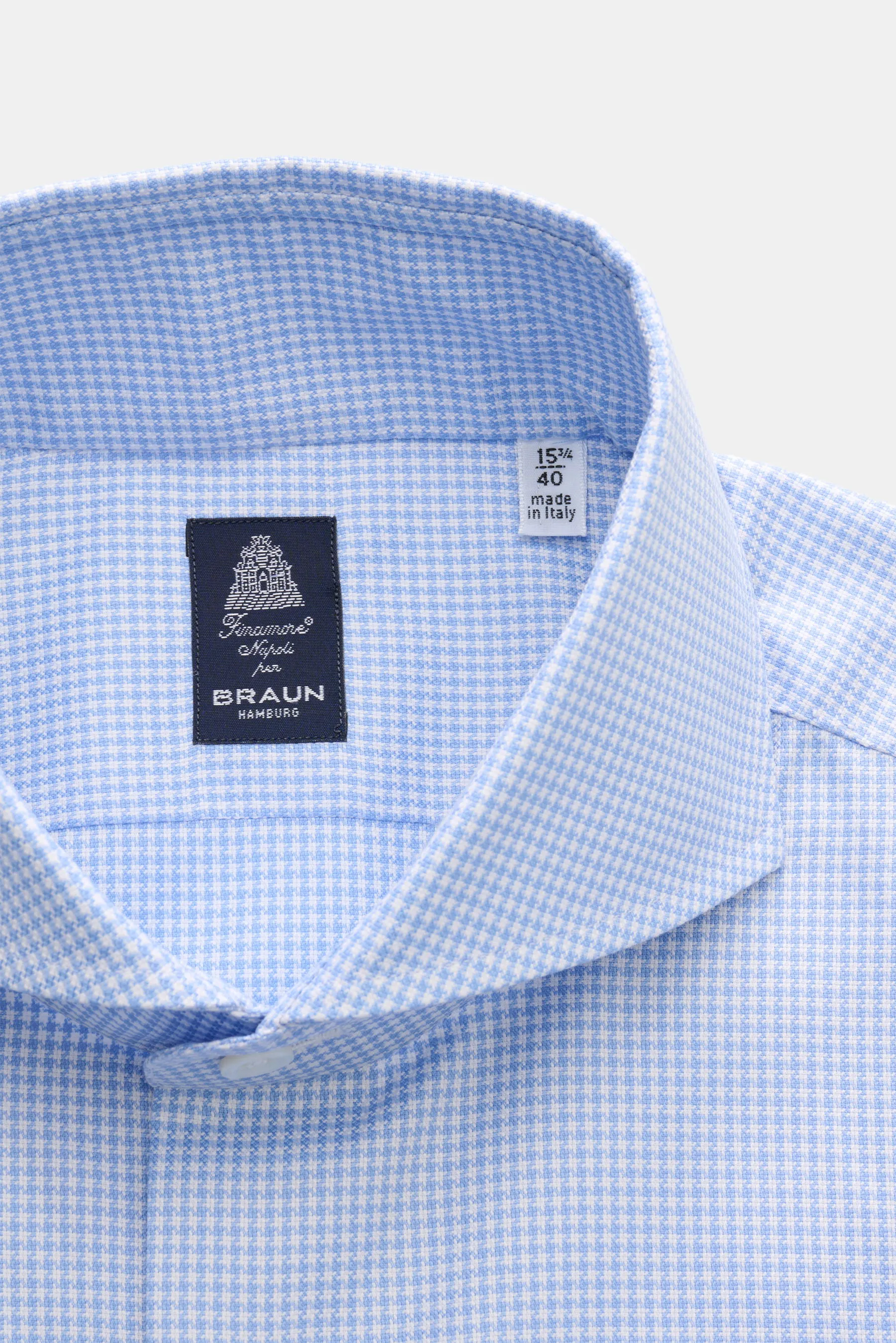 Finamore - Herren - Business Hemd 'Sergio Napoli' Haifisch-Kragen blau/weiß kariert – Bild 2