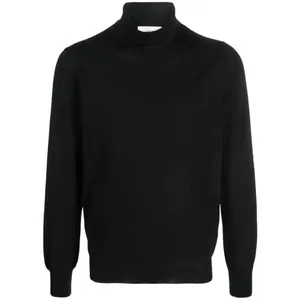 Lardini - High Neck Black Wool Sweater - Größe 56 - schwarz Lardini - High Neck Black Wool Sweater - Größe 56 - schwarz