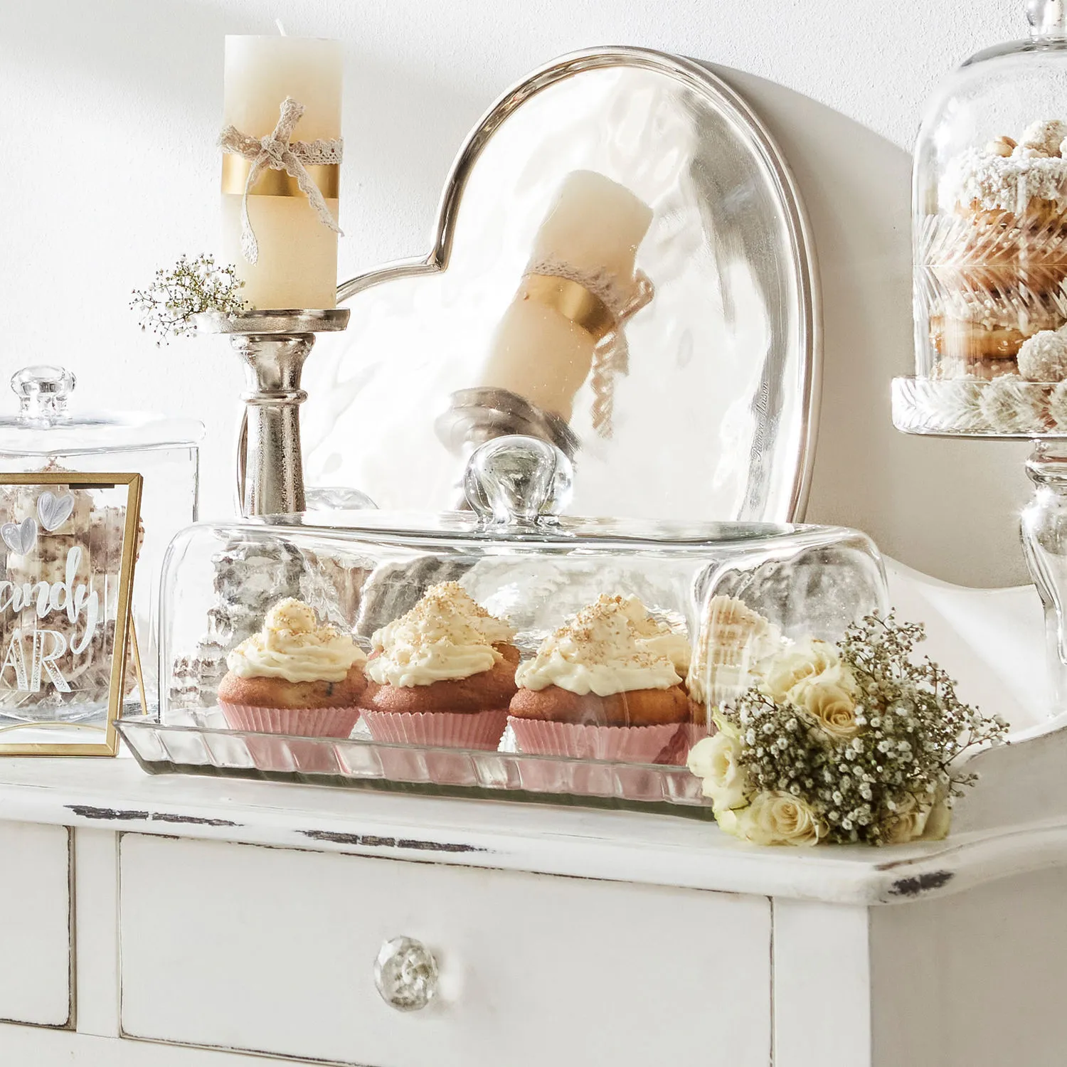 Glasglocke mit Platte Nelia – Bild 2