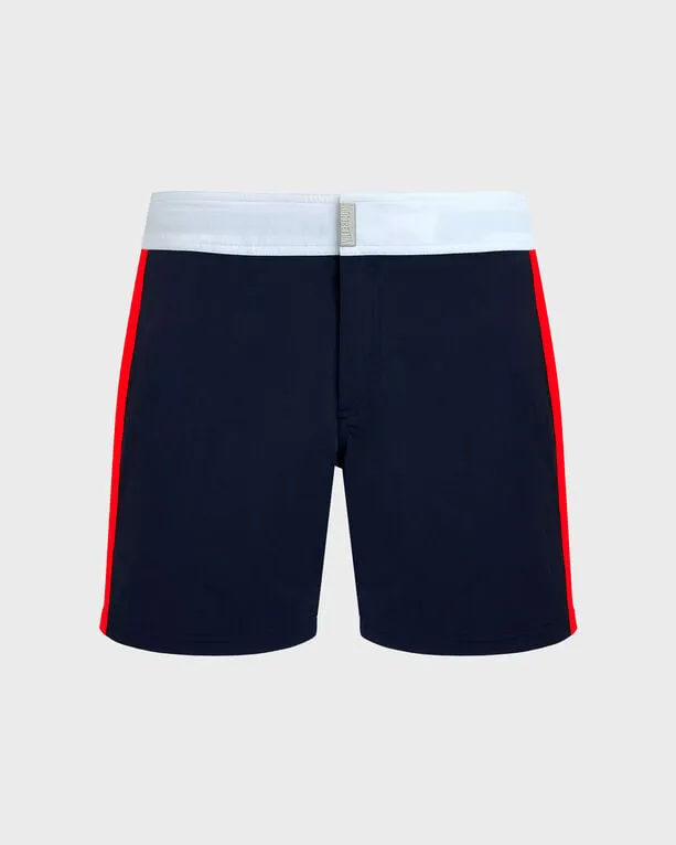 Vilebrequin - Color Block Stretch-badeshorts Mit Flachem Bund Für Herren - Bademode - Merle - Blau - Größe S Vilebrequin - Color Block Stretch-badeshorts Mit Flachem Bund Für Herren - Bademode - Merle - Blau - Größe S