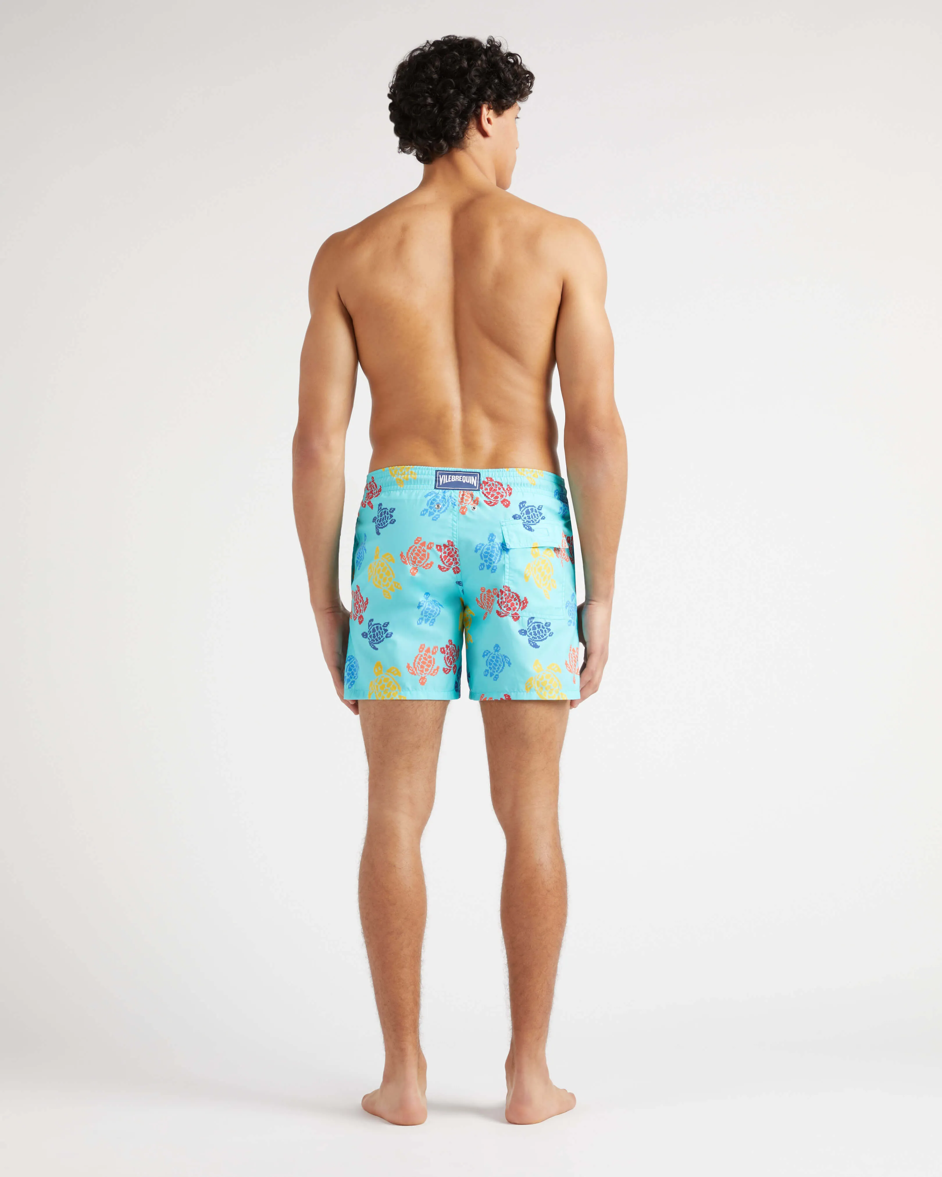 Vilebrequin - Ronde Des Tortues Tricot Badeshorts Für Herren – Vilebrequin X Falke - Bademode - Moorea - Blau - Größe XXL – Bild 4