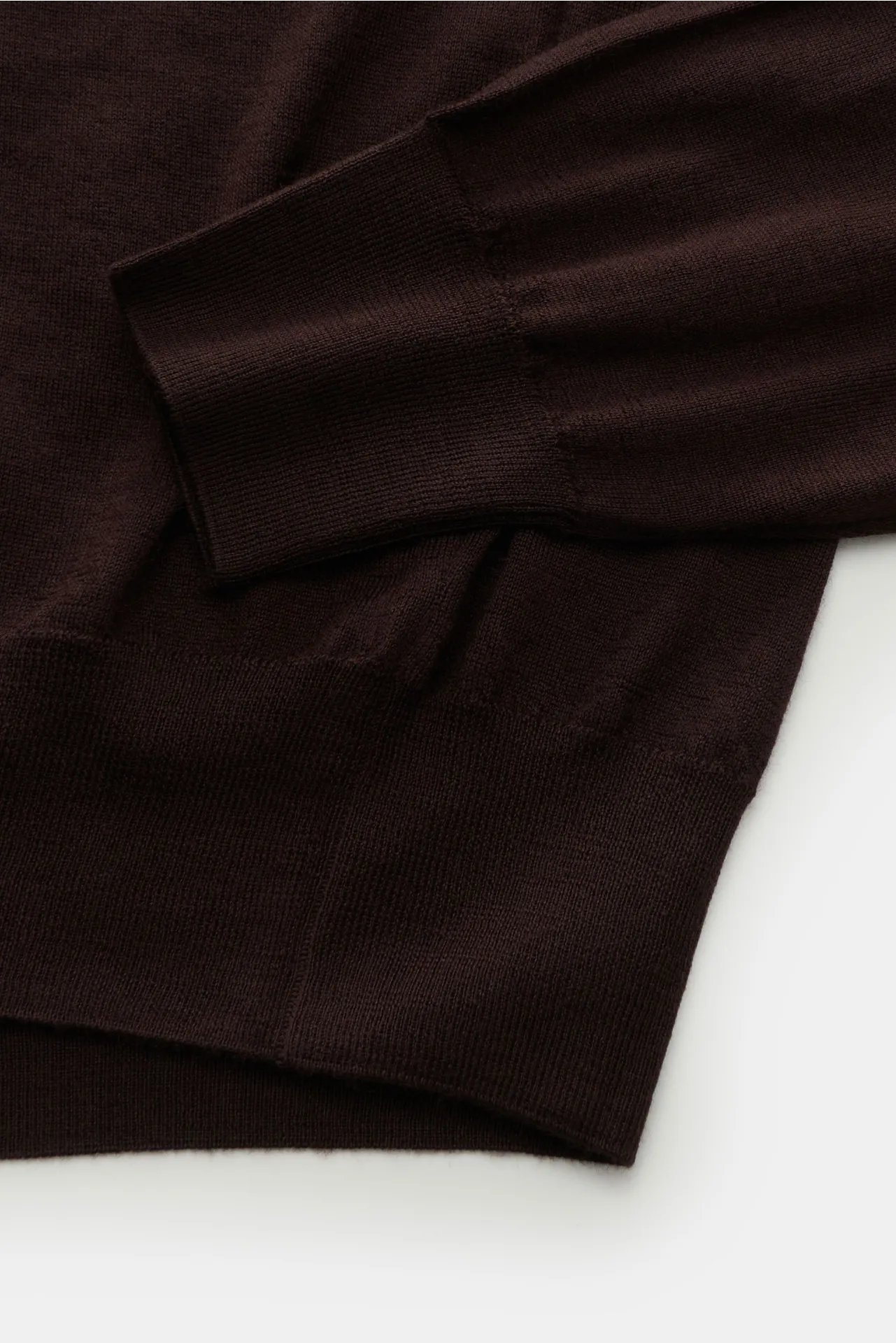 Fedeli - Herren - Feinstrick V-Neck Pullover dunkelbraun – Bild 3