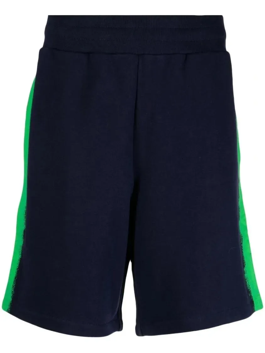 Moschino - Sporty Blue Shorts With Green Side Panels - Größe 46 - blau Moschino - Sporty Blue Shorts With Green Side Panels - Größe 46 - blau