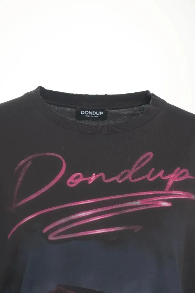 Dondup - Motel-Themed Graphic Print T-Shirt With Casual Cut - Größe S - grau – Bild 3