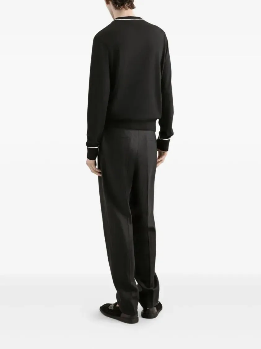 Dolce&Gabbana - Crew Neck Black Wool Sweater - Größe 52 - schwarz – Bild 3