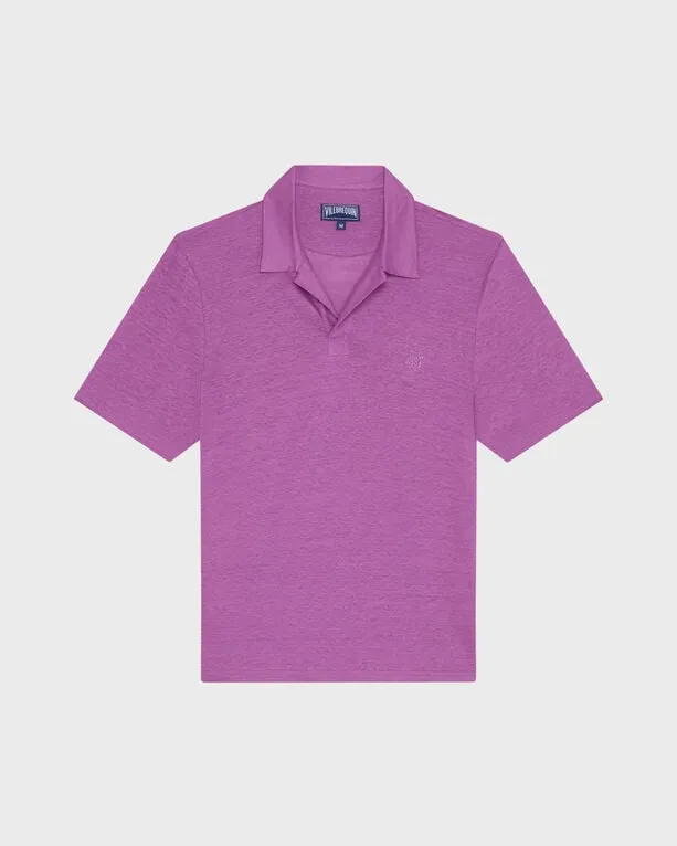 Vilebrequin - Einfarbiges Polohemd Aus Leinenjersey Für Herren - Polohemd - Pyramid - Violett - Größe XL Vilebrequin - Einfarbiges Polohemd Aus Leinenjersey Für Herren - Polohemd - Pyramid - Violett - Größe XL