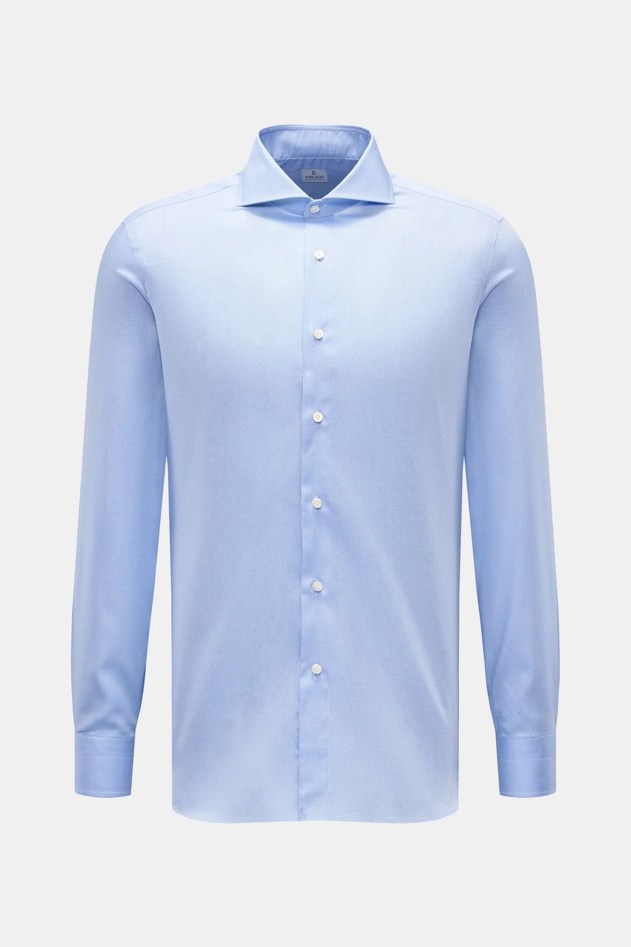 Truzzi - Herren - Business Hemd Haifisch-Kragen %27Napoli Busto%27 hellblau/weiß kariert Truzzi - Herren - Business Hemd Haifisch-Kragen %27Napoli Busto%27 hellblau/weiß kariert