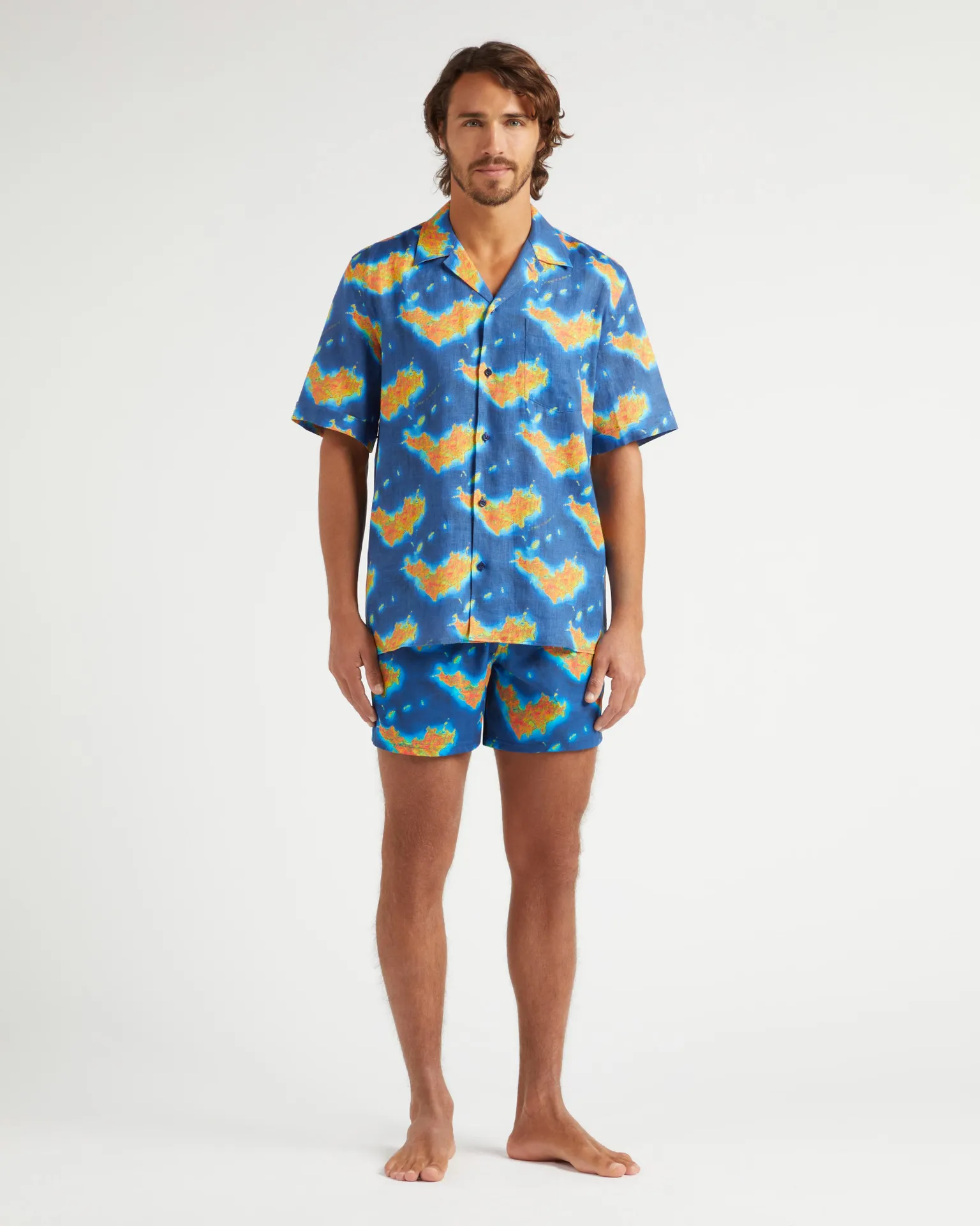 Vilebrequin - Bathymétrie Des Oceans St Barth Bowlinghemd Aus Leinen Für Herren - Hemd - Charli - Blau - Größe L – Bild 3