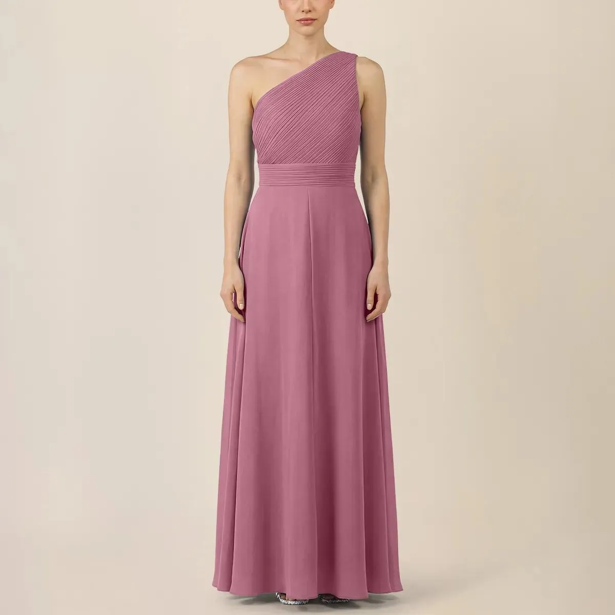 Apart - One-Shoulder Chiffonkleid - Größe 40 - rosa – Bild 4