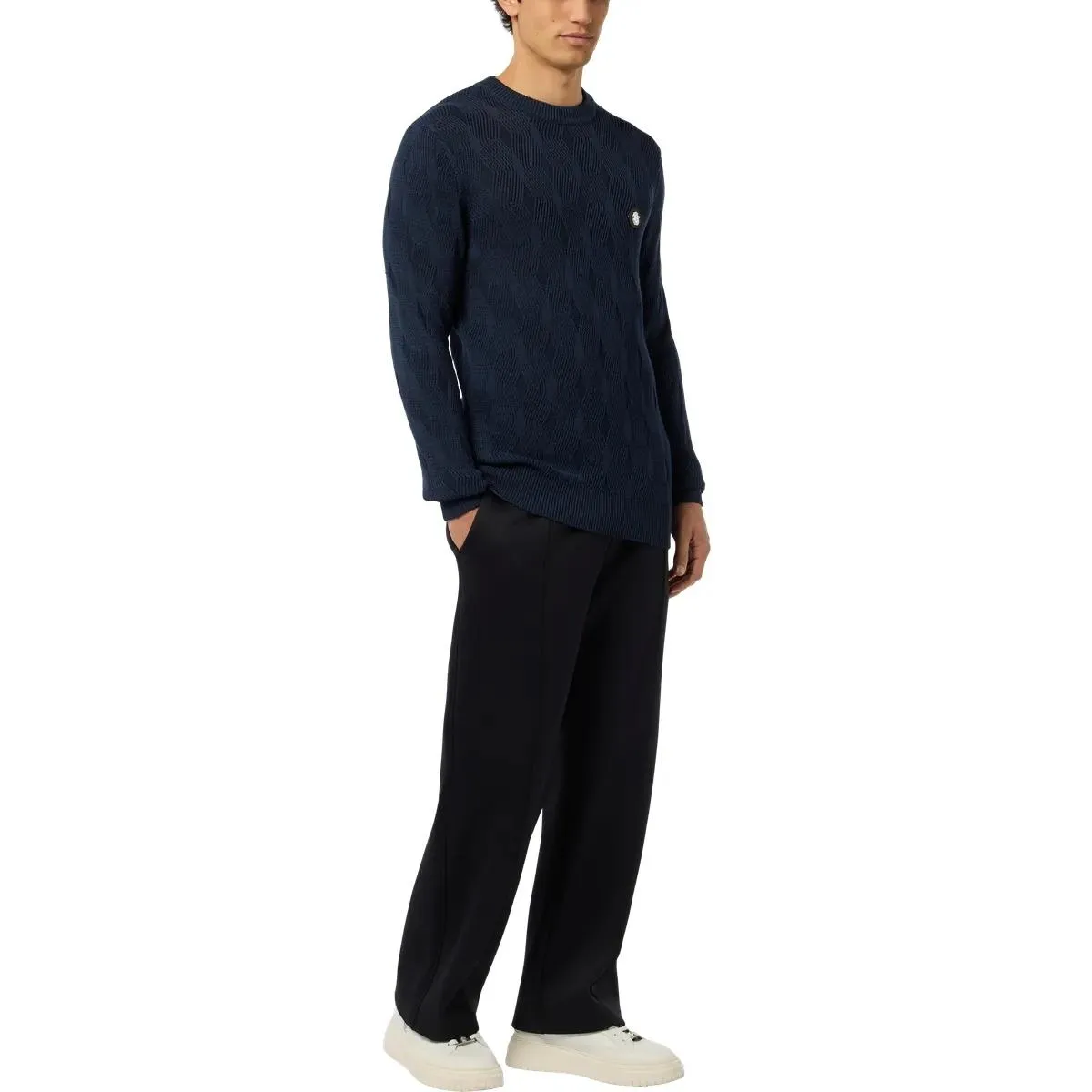 BILLIONAIRE - Wool Silk Roundneck Pullover Braids - Größe L - schwarz – Bild 2