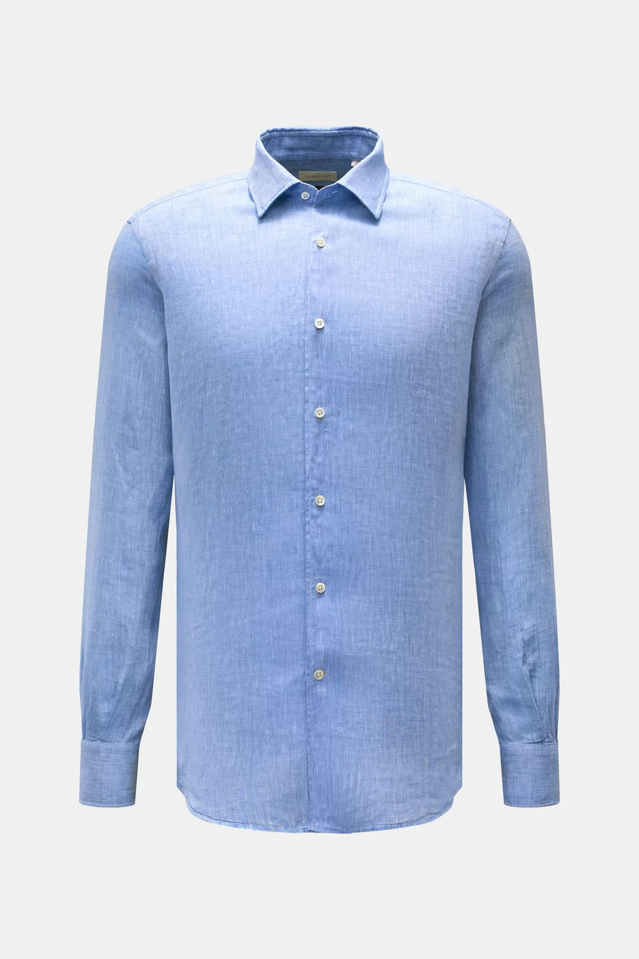 Glanshirt - Herren - Leinenhemd schmaler Kragen blau/weiß meliert Glanshirt - Herren - Leinenhemd schmaler Kragen blau/weiß meliert