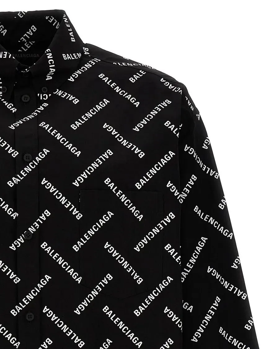 Balenciaga - Logo Print Shirt - Größe 41 - schwarz – Bild 3