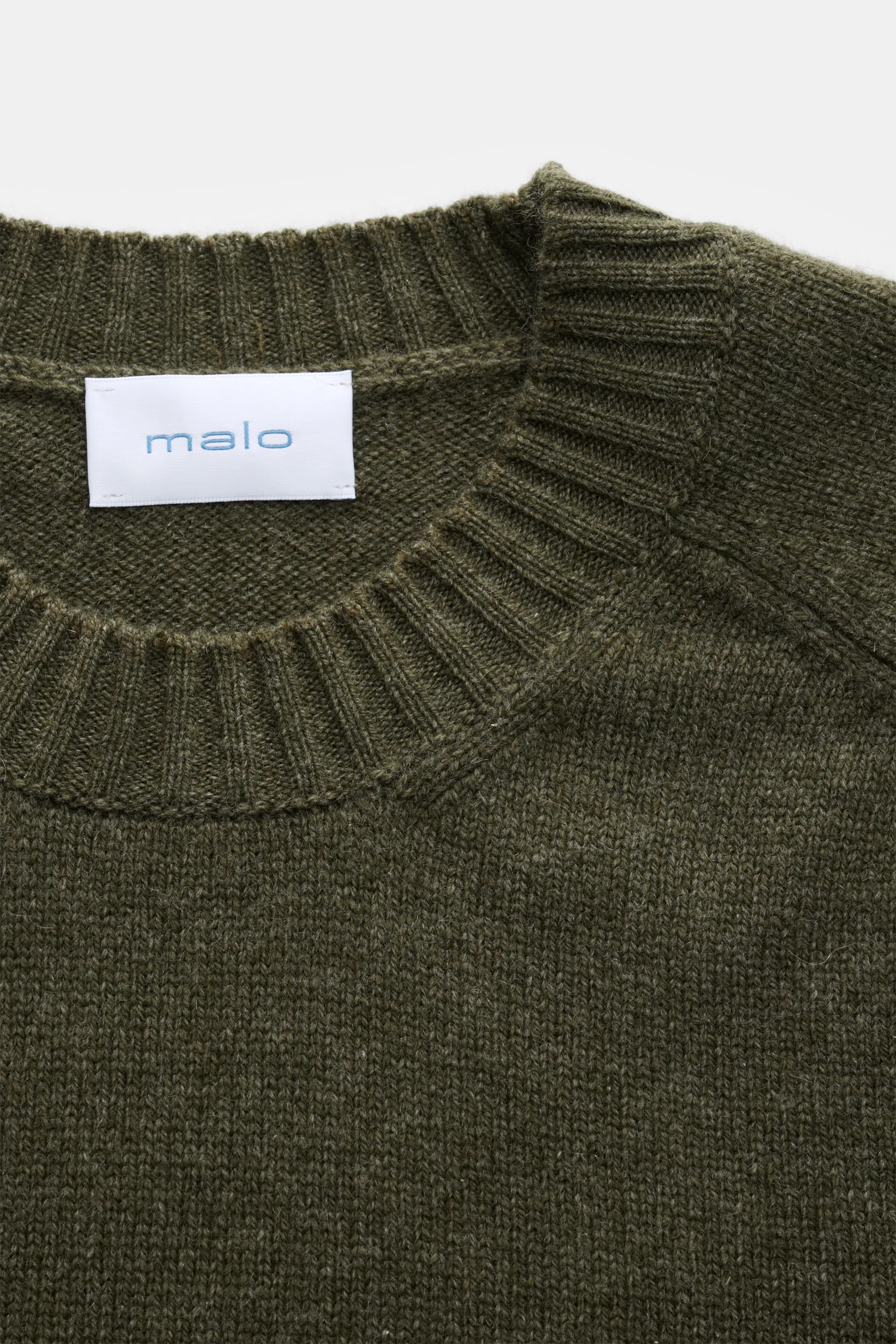 Malo - Herren - Cashmere Rundhalspullover graugrün meliert – Bild 2