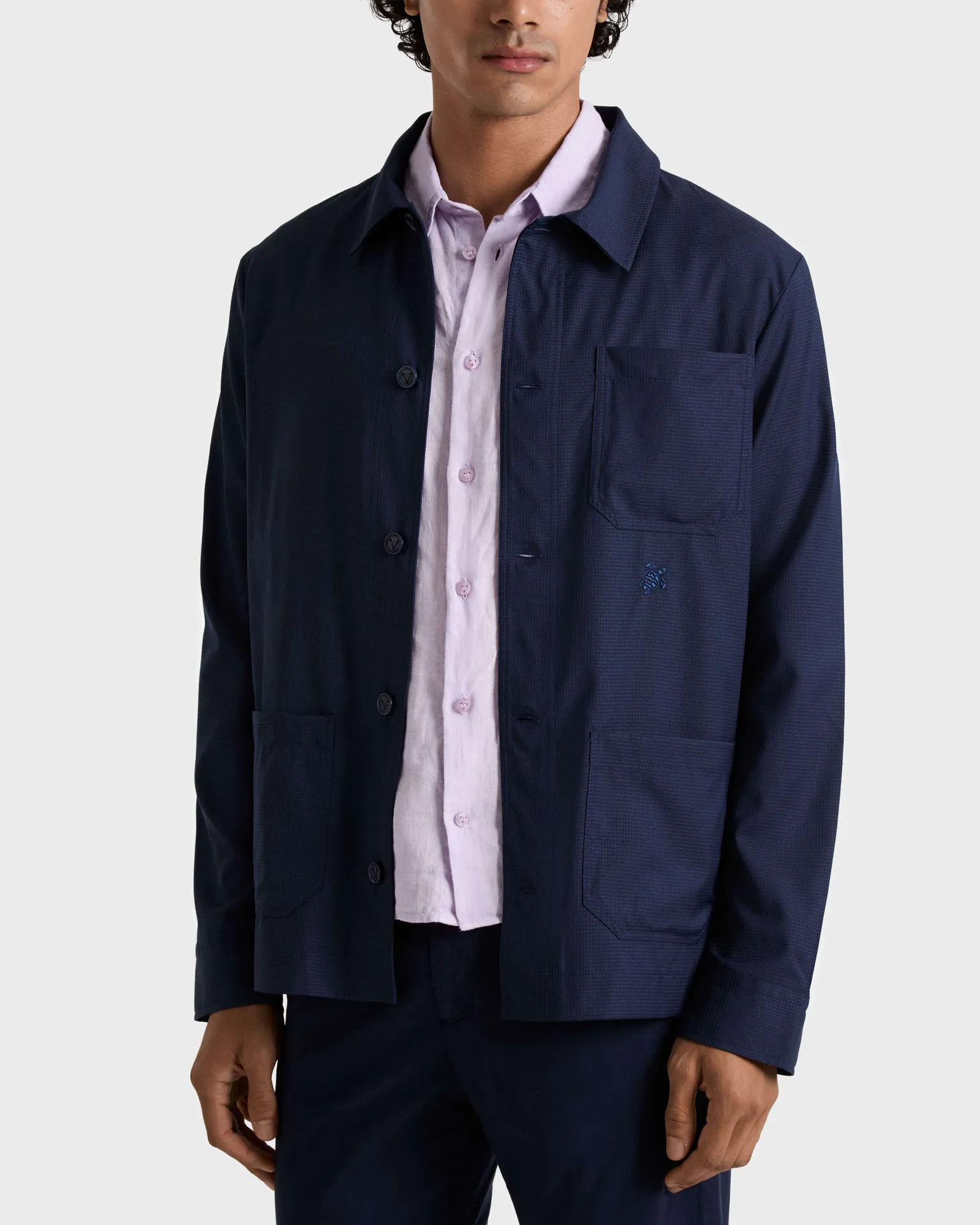 Vilebrequin - Micro Carreaux Herren-overshirt Aus Wolle - Jacke - Corentin - Blau - Größe XXL – Bild 3