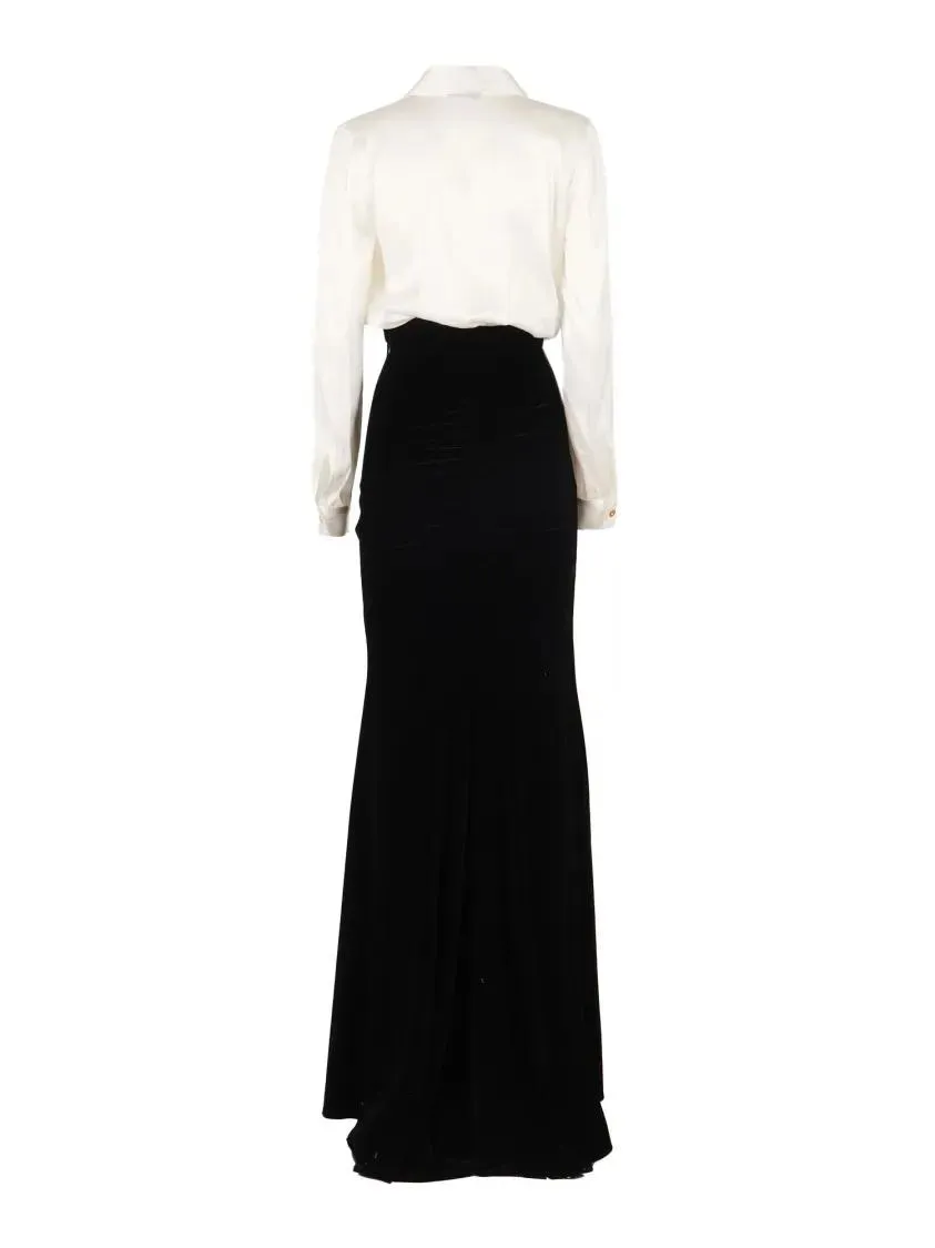 Elisabetta Franchi - Silk Blend Midi Dress With Long Sleeves - Größe 42 - schwarz – Bild 2