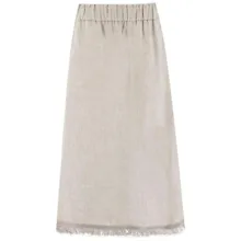 Le Tricot Perugia - Long Linen Skirt With Elasticated Waist - Größe 44 - grau Le Tricot Perugia - Long Linen Skirt With Elasticated Waist - Größe 44 - grau