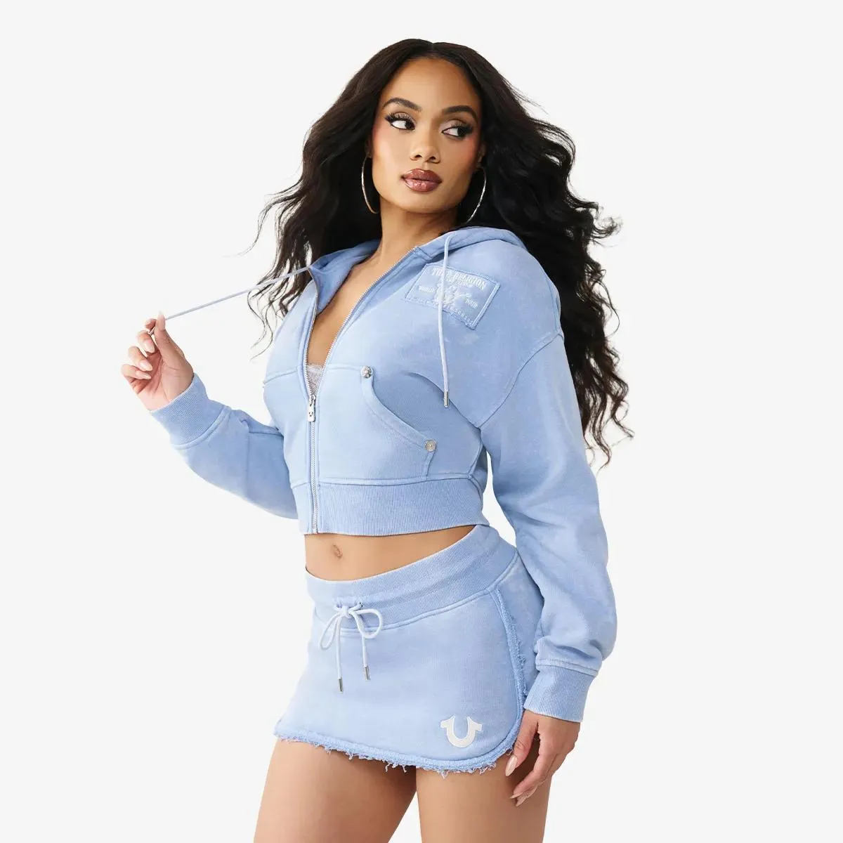 True Religion - Zip-Hoodie VINTAGE WASHED - Größe XL - blau – Bild 4