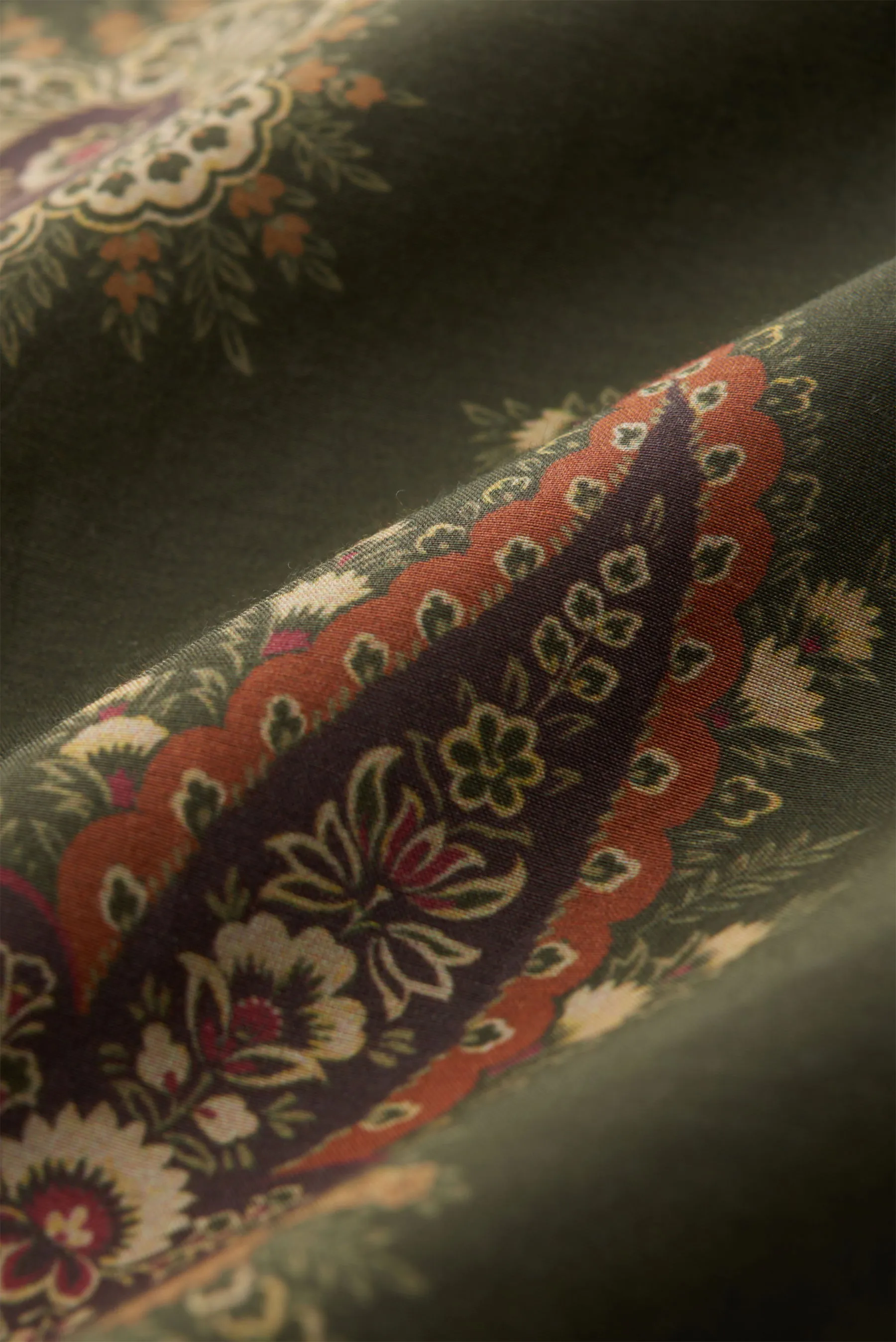 Etro - Herren - Casual Hemd Kubanischer Kragen oliv/creme/rotbraun gemustert – Bild 5