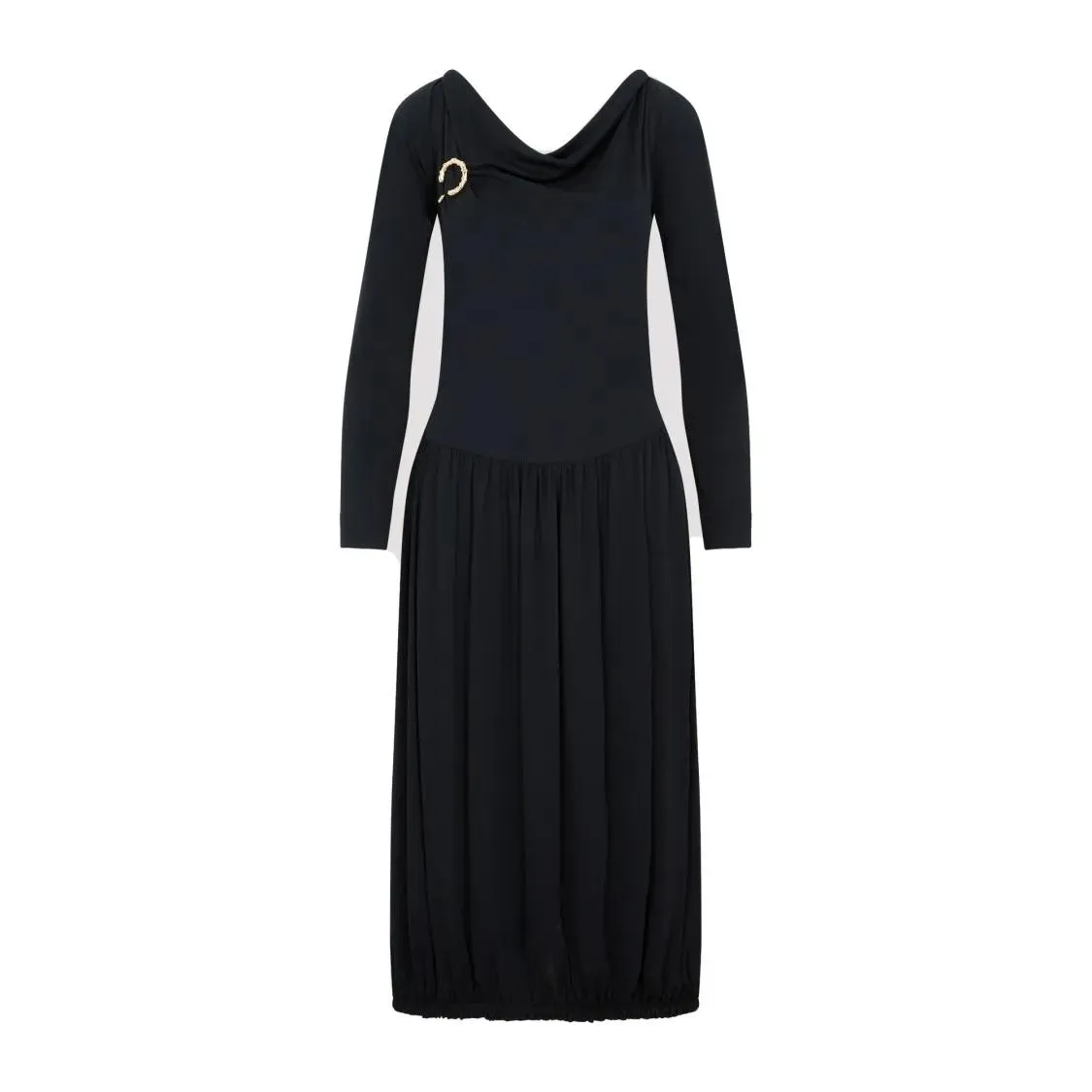 Lanvin - Black Ls Drape Midi Dress - Größe 36 - schwarz Lanvin - Black Ls Drape Midi Dress - Größe 36 - schwarz