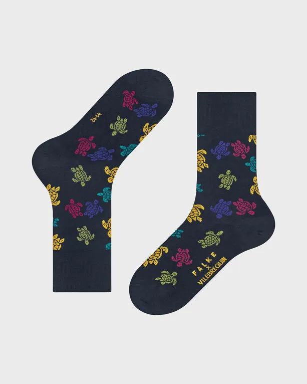 Vilebrequin - Mehrfarbige Rondes Des Tortues Socken Für Herren – Vilebrequin X Falke - Socken - Socks4 - Blau - Größe 39-40 Vilebrequin - Mehrfarbige Rondes Des Tortues Socken Für Herren – Vilebrequin X Falke - Socken - Socks4 - Blau - Größe 39-40