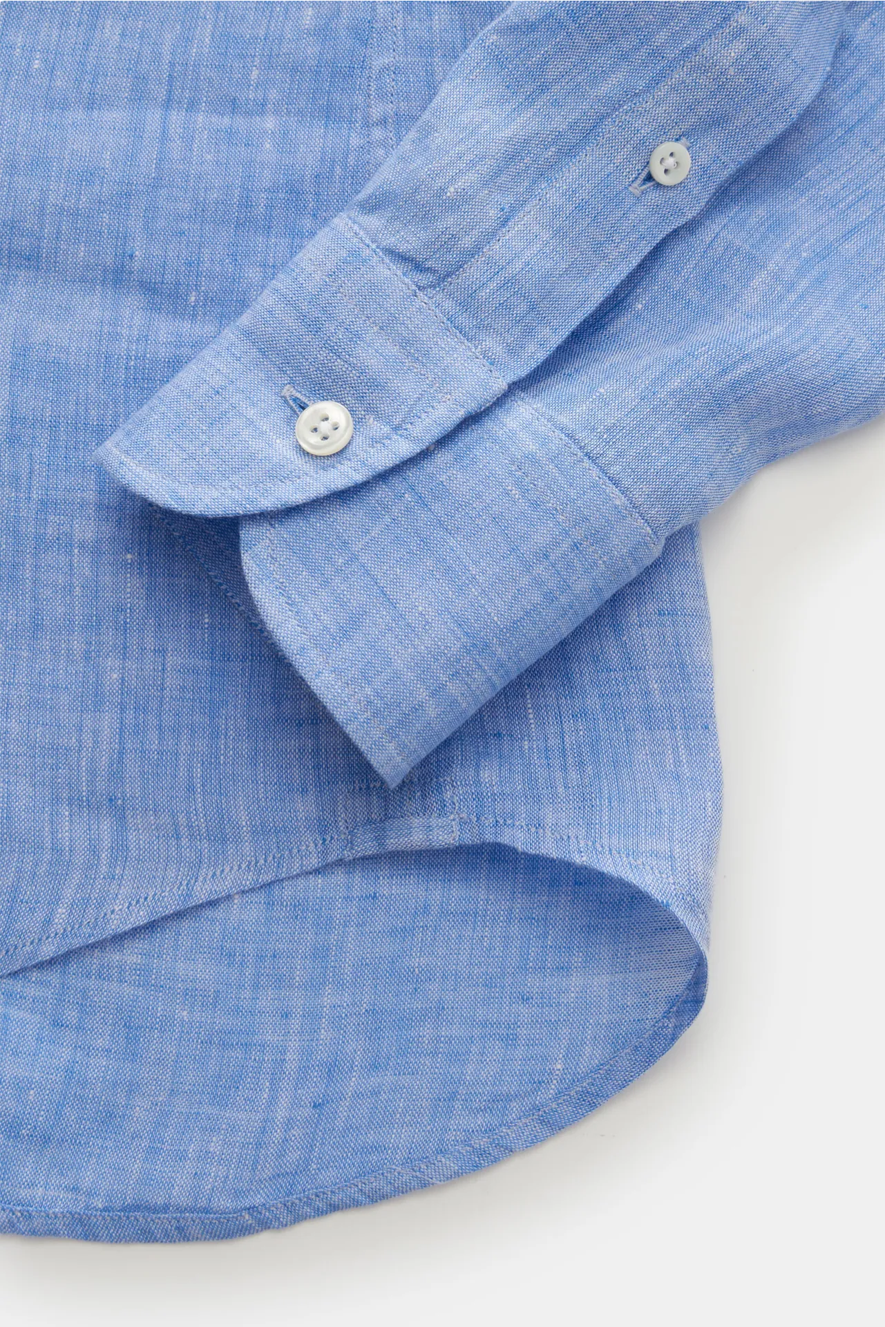 Glanshirt - Herren - Leinenhemd schmaler Kragen blau/weiß meliert – Bild 3