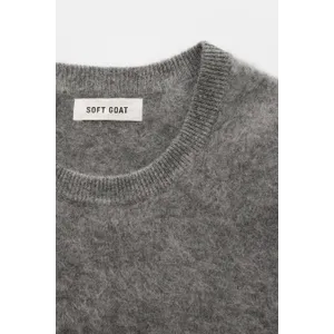 Soft Goat - Herren - Cashmere Rundhalspullover grau meliert