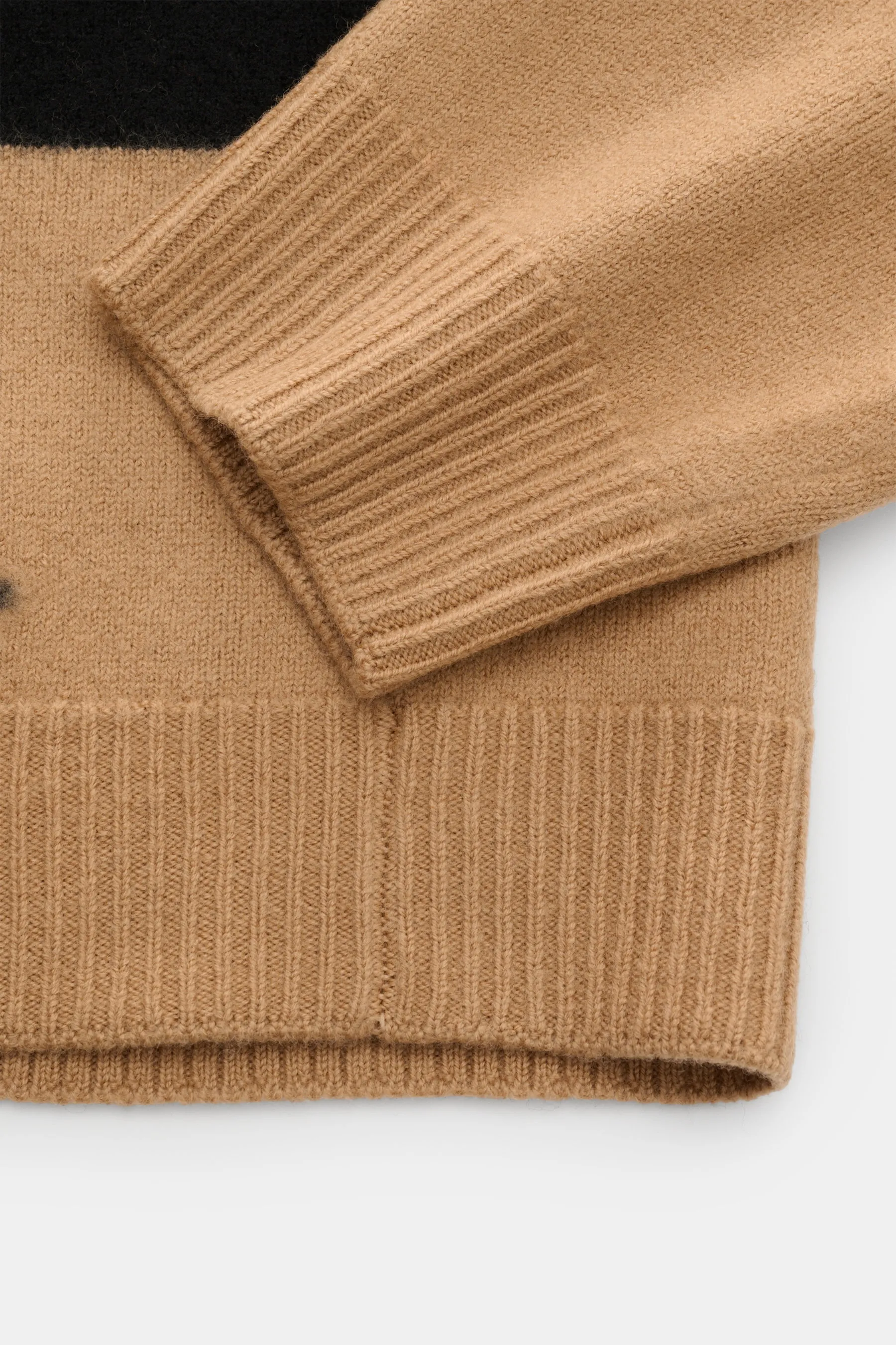 A.P.C. - Herren - Rundhalspullover 'Edwardo' camel/schwarz gestreift – Bild 3