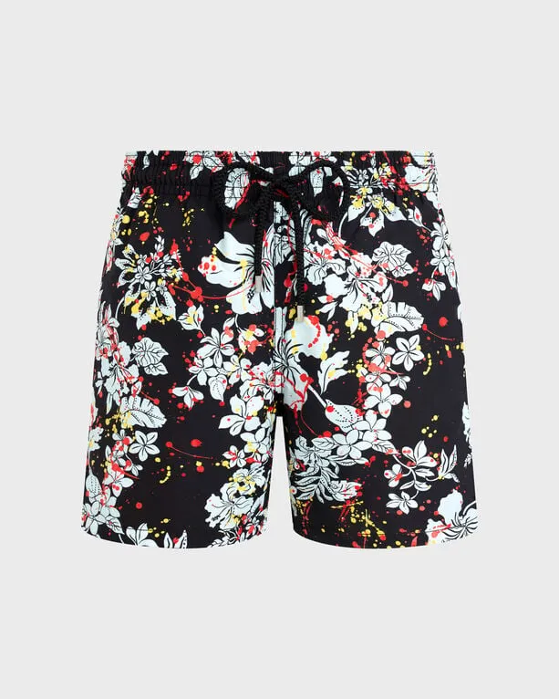 Vilebrequin - Men Swim Shorts Flower Splash - Vbq X Palm Angels - Bademode - Moorea - Schwarz - Größe M Vilebrequin - Men Swim Shorts Flower Splash - Vbq X Palm Angels - Bademode - Moorea - Schwarz - Größe M