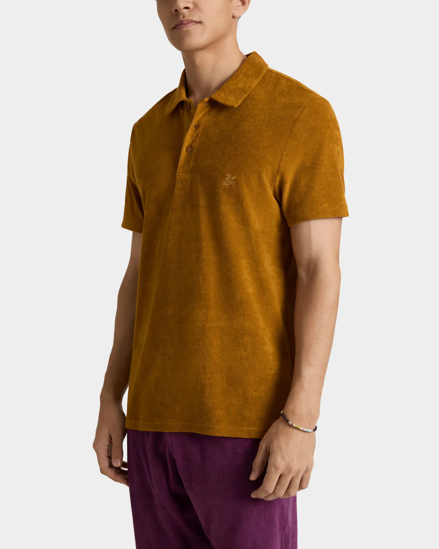 Vilebrequin - Solid Frottee-polohemd Für Herren - Polohemd - Phoenix - Marone - Größe M – Bild 3