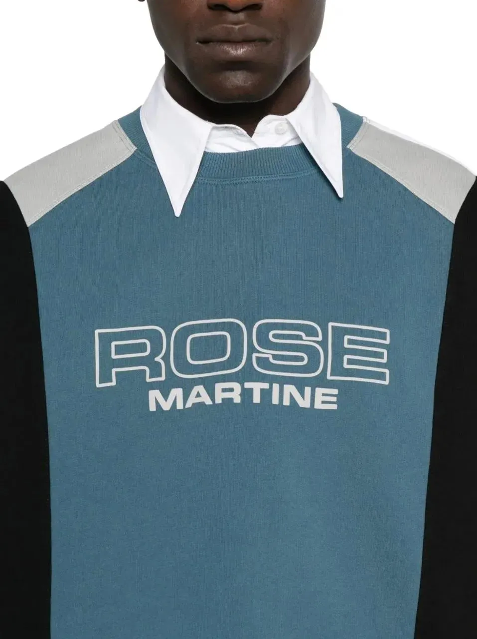 Martine Rose - Panelled Sweatshirt Blue Agean Rose Outline - Größe XL - blau – Bild 3