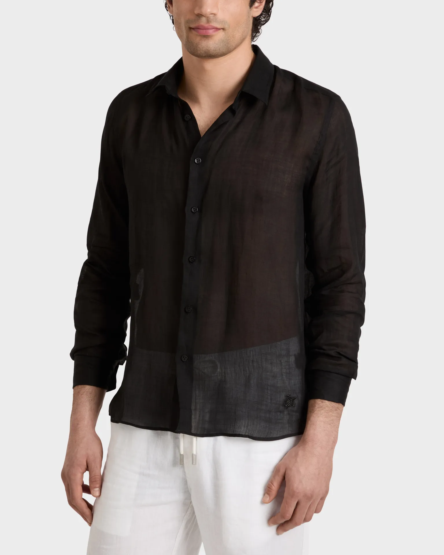 Vilebrequin - Solid Hemd Aus Ramie Für Herren - Hemd - Caracal - Schwarz - Größe XL – Bild 3